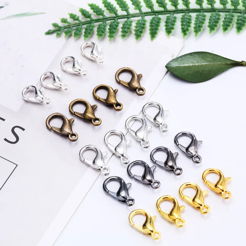 

Wholesale Zinc Alloy Jewelry Accessories Clasps For Jewelry Making 10-16mm Silver Gold Lobster Clasps