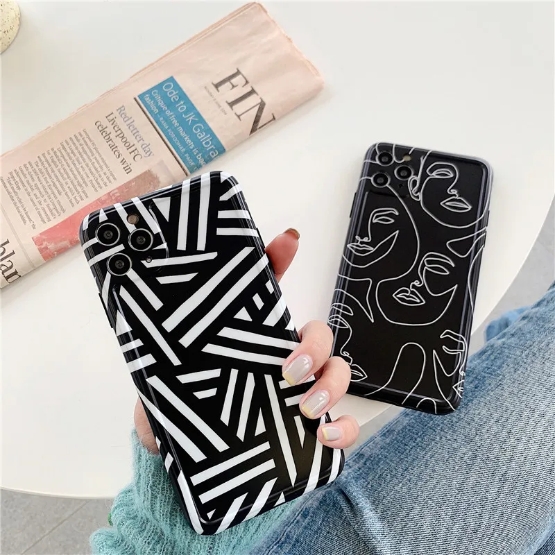 

2021 New Arrival White and Black Abstract Cell Phone Case for iPhone 12 Pro Max