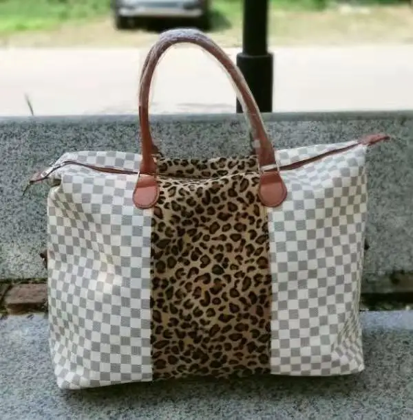 

Free samples of women's casual handbags, large-capacity leopard plaid stitching pattern support OEM