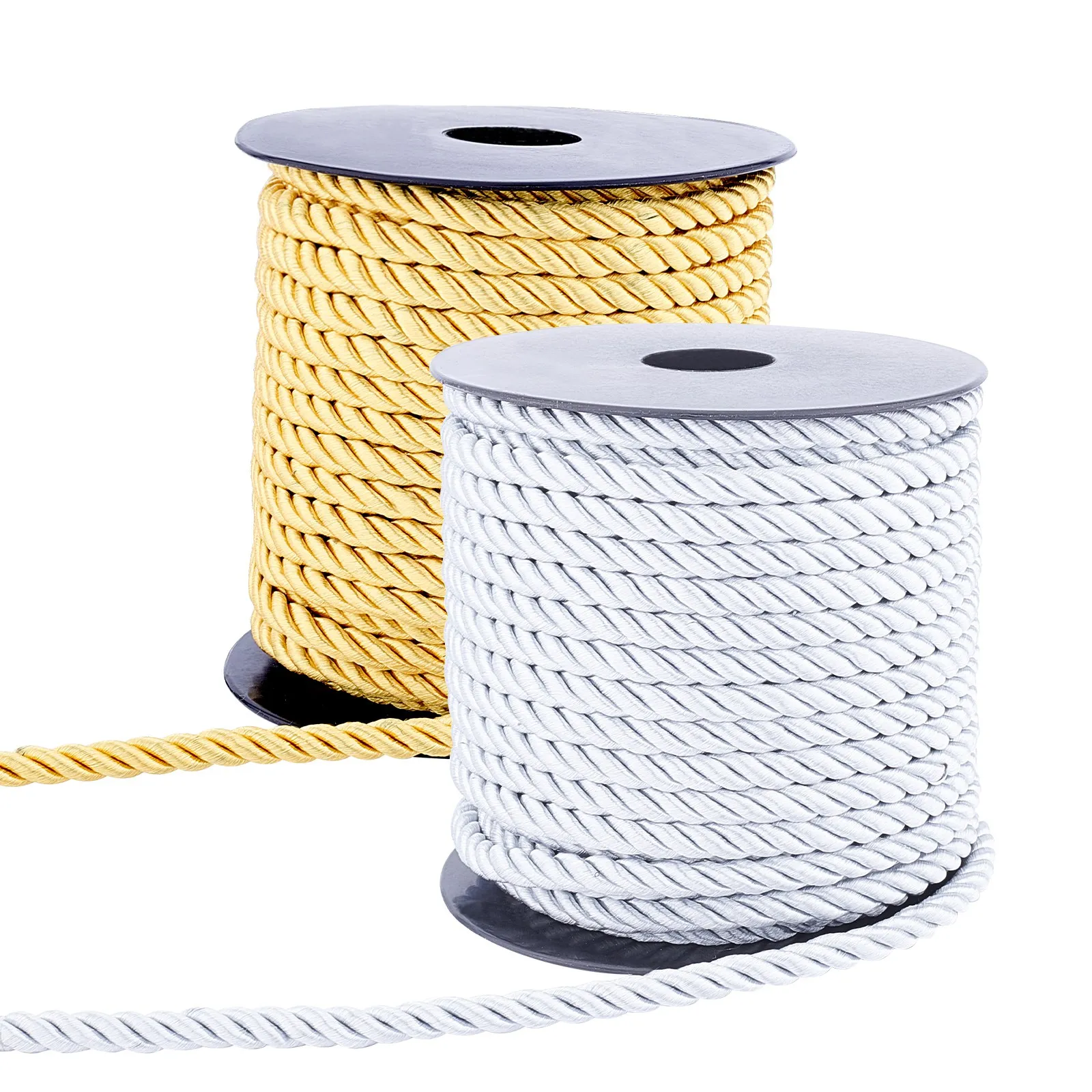 

Pandahall 5mm 40 Yards Gold Gray Decorative Twisted Trim Thread, Mixed color