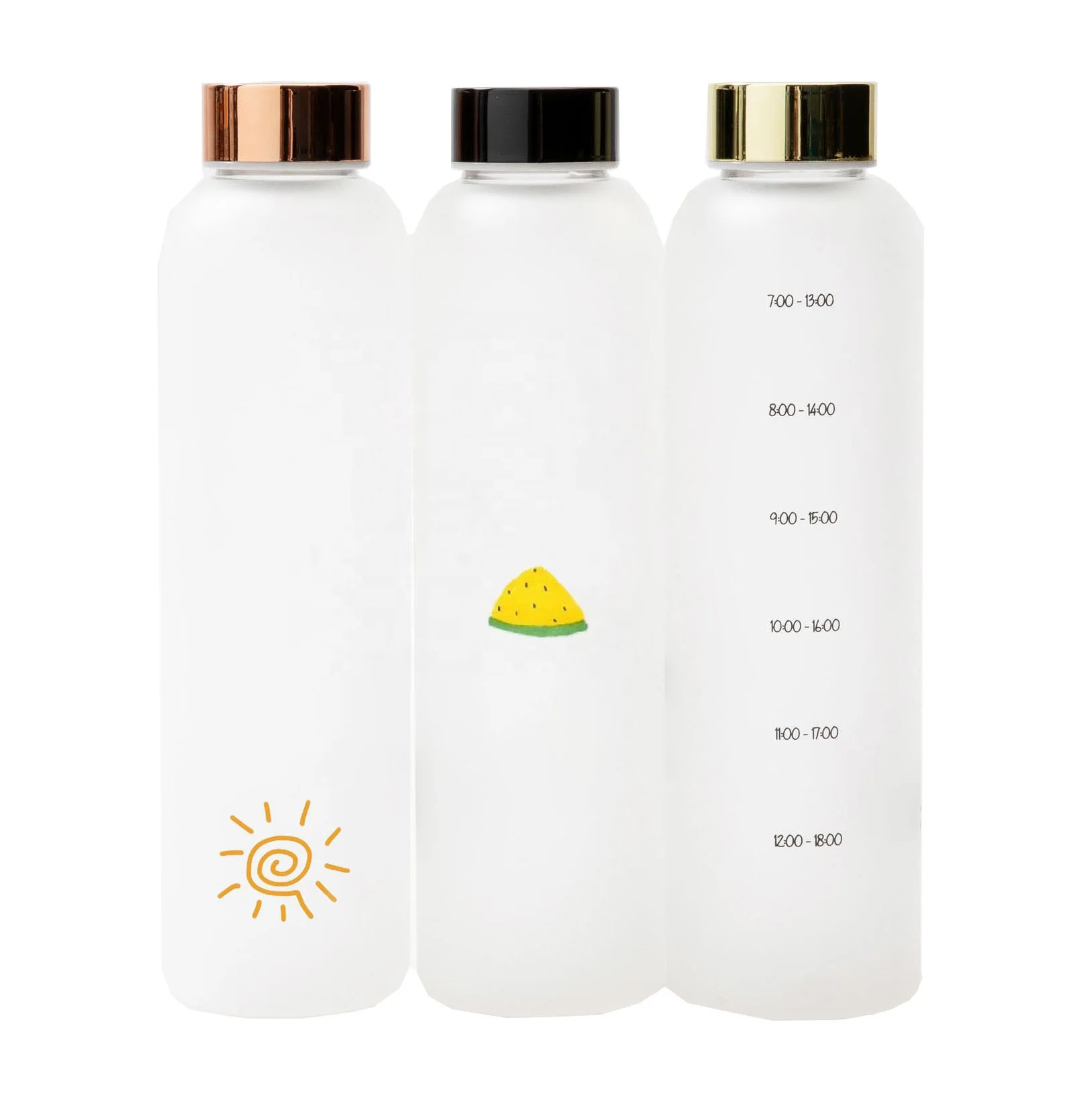 

Drinkware custom printed time stamped water bottles high borosilicate glass frosted, Customized color