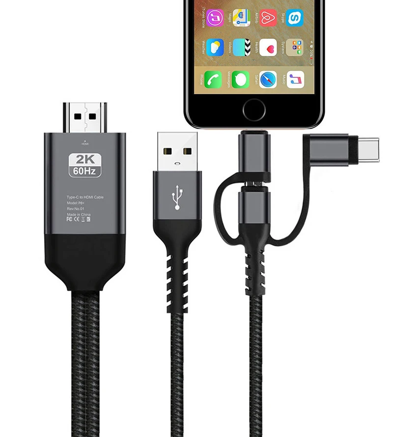 

3 in 1 Micro USB Type C To HDMI Adapter Cable for Samsung S8 S9 IOS Android Phone To TV HDTV