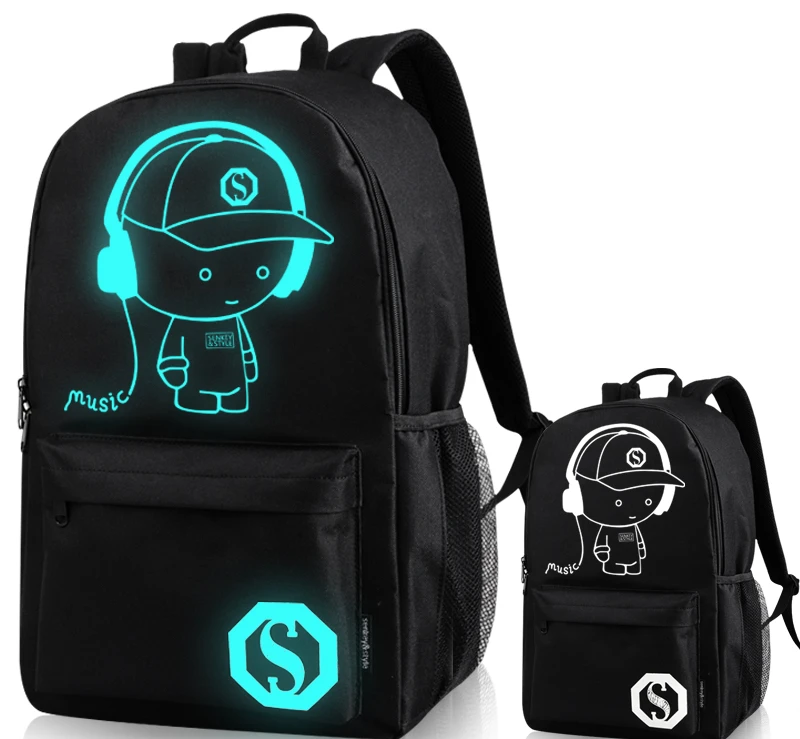 

New Design Student School Bag Luminous casual backpack Multifunction Custom Oxford School Bag