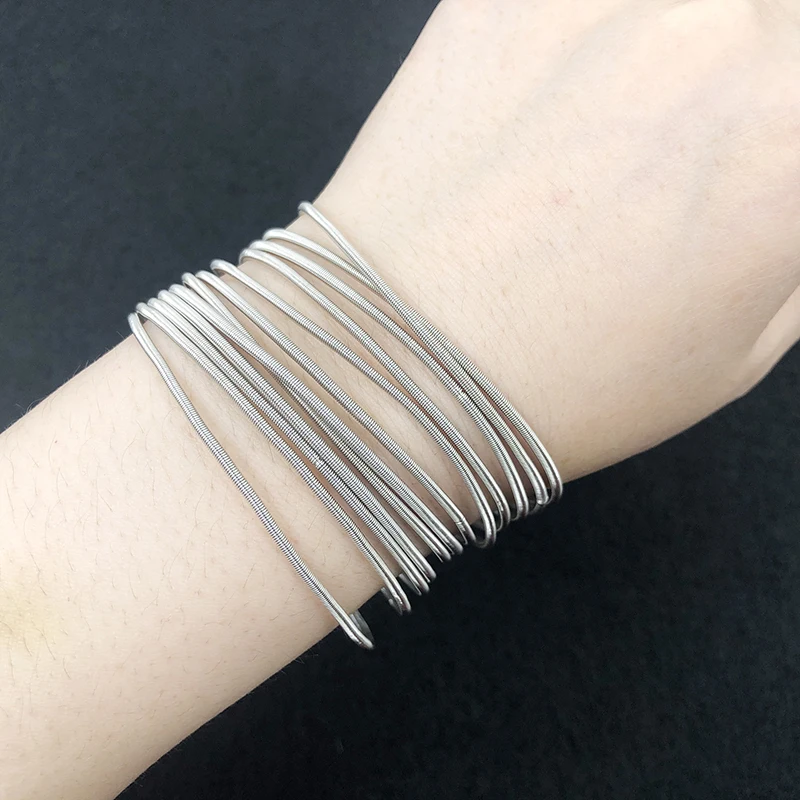 

Silver bracelet stainless steel bangle cheap guitar string bracelets metal, Silver color
