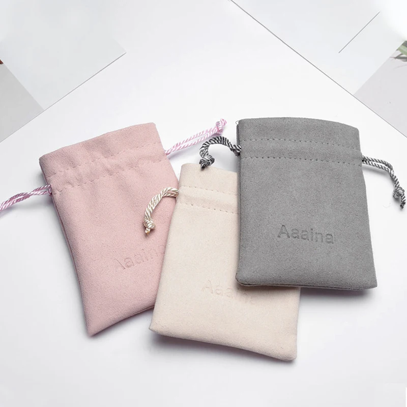 Custom Logo Exquisite Velvet Jewelry Bag Drawstring Pouch Small Storage Bag Jewellery Packaging Bags