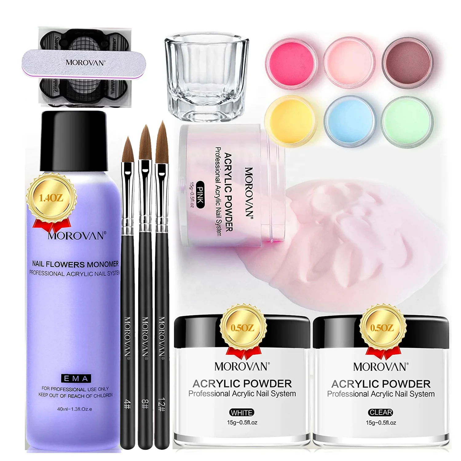 

Beginners use nail art dipping powder color curved acrylic nail kit powder set