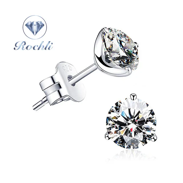 

"STUNNING FLAME" 18K Gold Plated Silver Brilliant Cut Simulated Diamond CZ Stud Earrings, Picture
