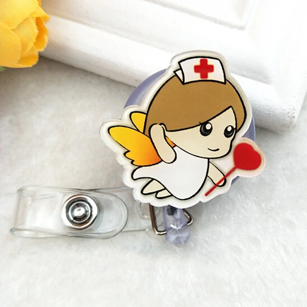 

1pc Cute Retractable Badge Reel Student Nurse Exhibition ID Name Card Badge Holder Office Supplies