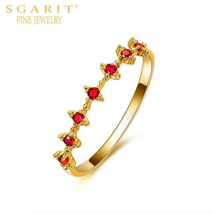 

wholesale SGARIT simple design wedding engagement ring 18k real gold gemstone jewelry 0.3ct pigeon brood red natural ruby ring