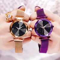 

Luxury Watch Women Famous Brand 2019 Quartz Stainless Steel Band Magnet Buckle Starry Sky Analog Wrist Watch Clock