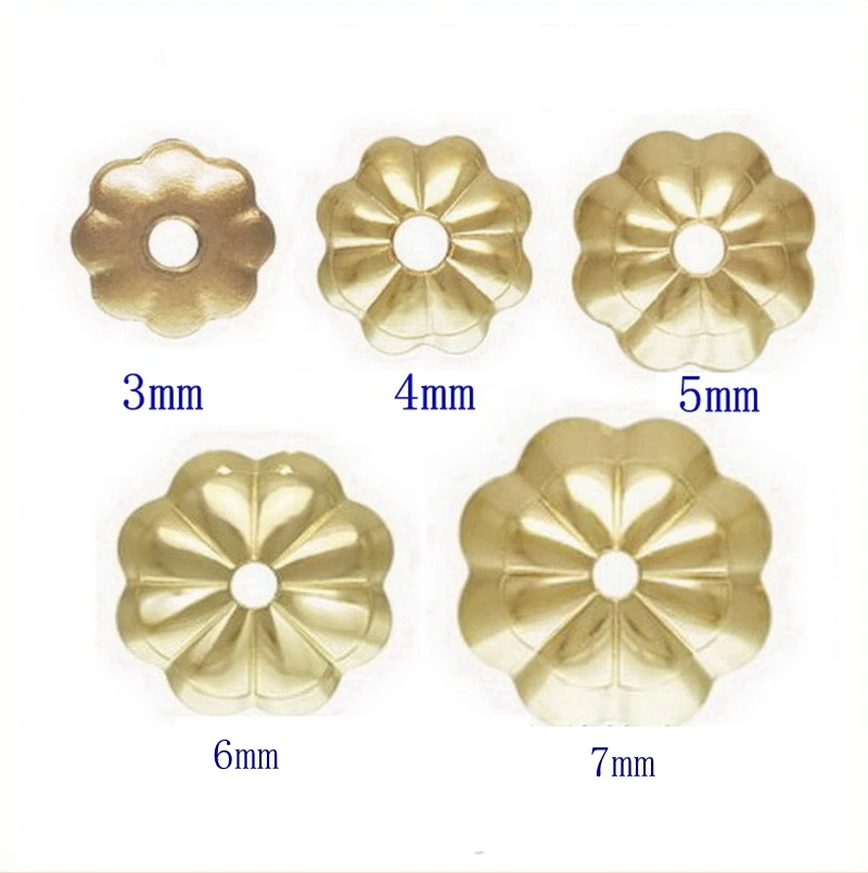 

14k gold filled jewelry flower Caps beads for diy making different size for choice, Golden