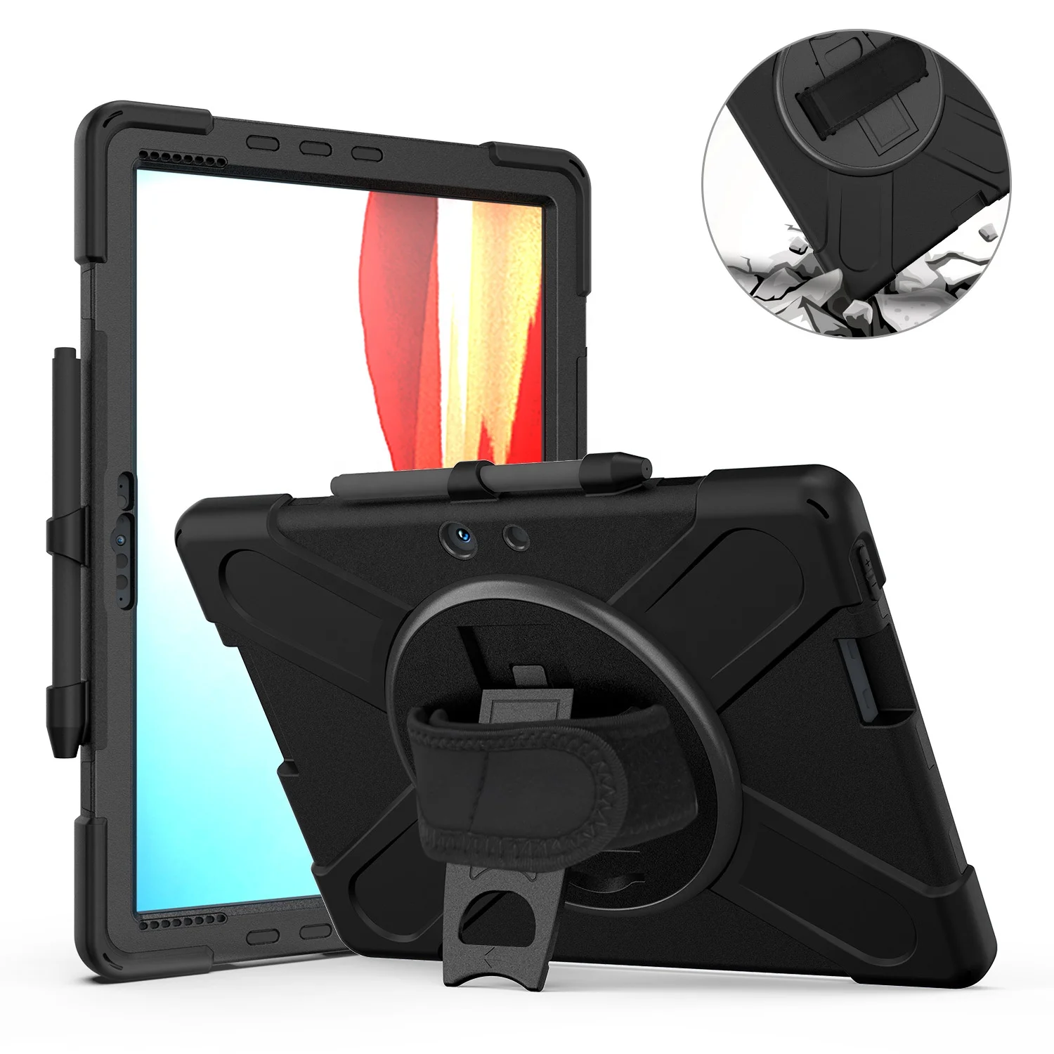 

Fall-resistant rugged Shockproof tablet case for Microsoft Surface Pro X, Black