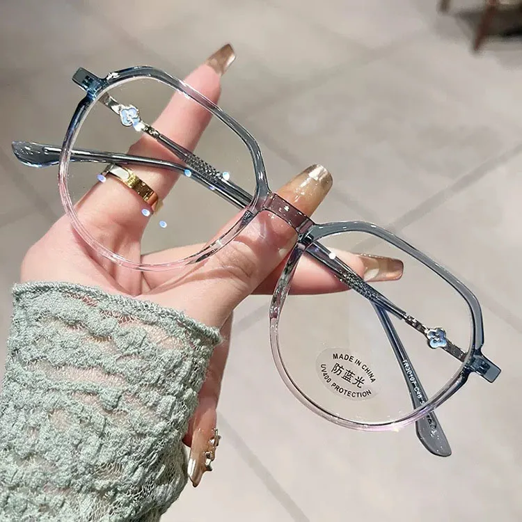 

4159 New Design Large Frame TR90 Anti Blue Light Glasses Personality Irregular Polygonal Optical Women Art and Fashion