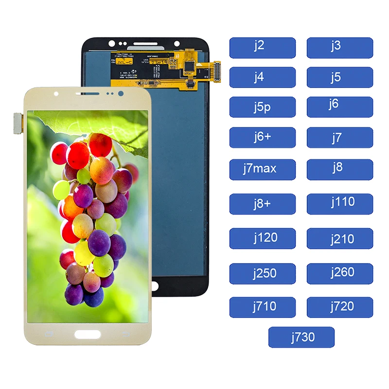 

celulares for samsung lcd touch display j710 j720 j730 pantalla, Black/gold/white