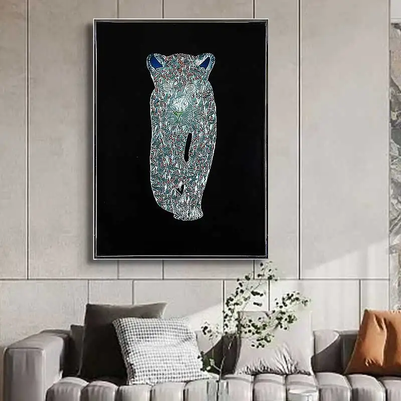 

Home Decor Abstract 3D Leopard Enamel Wall Art Tempered Glass Painting Design