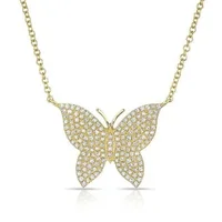 

gold silver color micro pave cz cubic zirconia fashion big butterfly pendant necklace