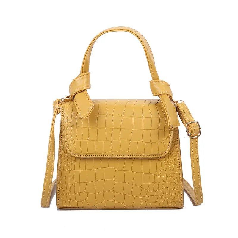 

2020 Fashion Trend Ladies Solid Color Small Square Bag Personality PU Leather Stone Pattern Cross-body Handbags Messenger Purse