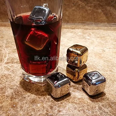 

Direct Factory! L.F.K Dice Ice Cube Whisky Stone, BPA Free Stainless Steel Ice Cube, LFK-IC01, Silver/gold