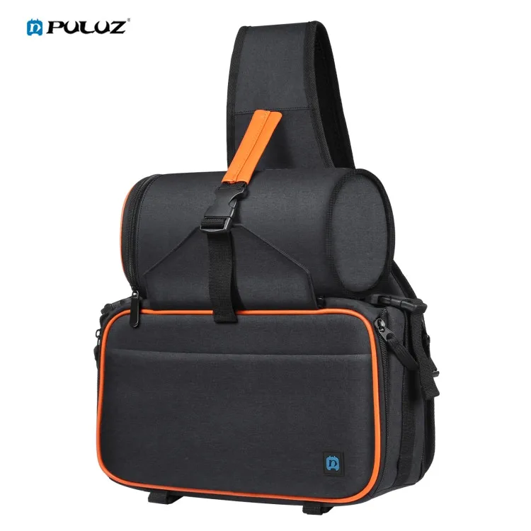 

New PULUZ Triangle Style SLR Camera Bag Sling Nylon Waterproof Backpack Shoulder Messenger Bags with Removable Lens Bag, Black