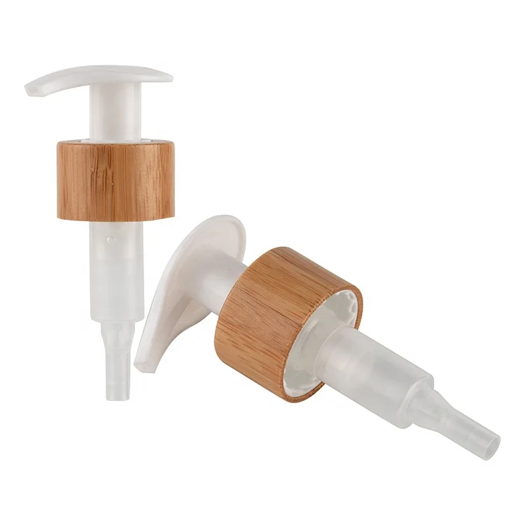

In Stock Left-right Lock Cosmetic Dispenser Pump Bamboo Lotion Pump For Body Lotion Shampoo