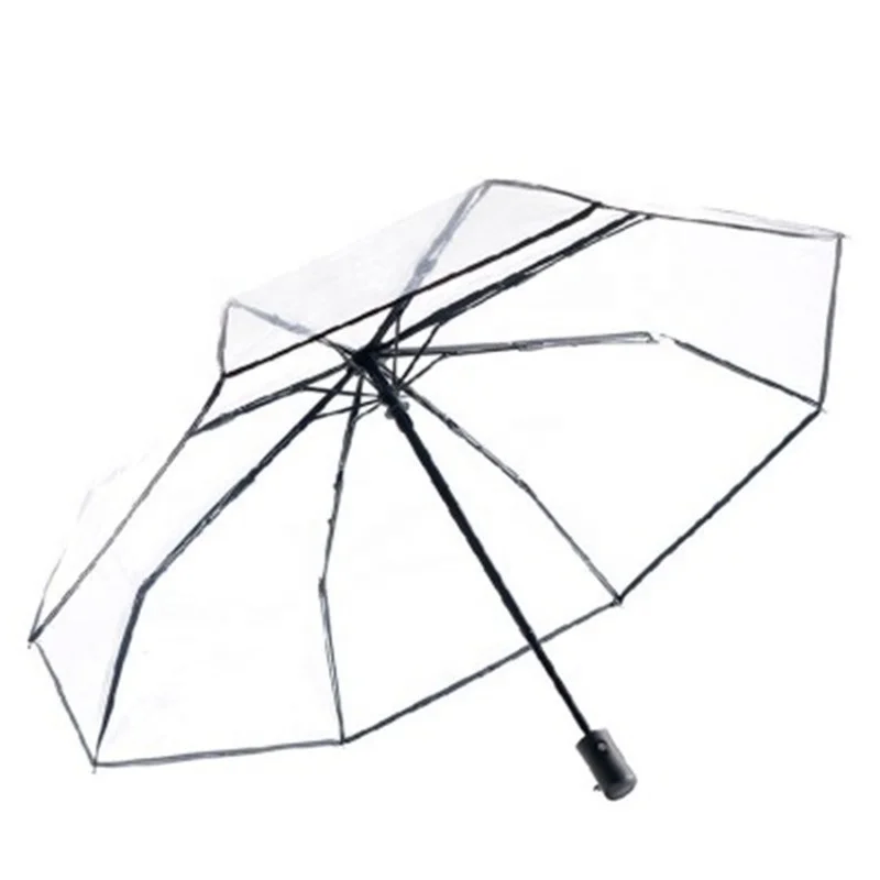 

Manual Transparent Folding Umbrella Thicken Clear Dual-purpose Umbrella, Black/white/pink