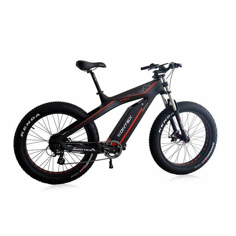 

New arrival 26 inches Carbon Fiber Frame fat tire 1000 watt electric bicycle, Black red