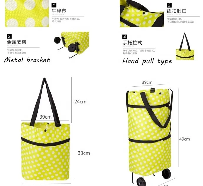 
Wholesale folding shopping cart bag waterproof grocery tote bag portable foldable market trolley bag 