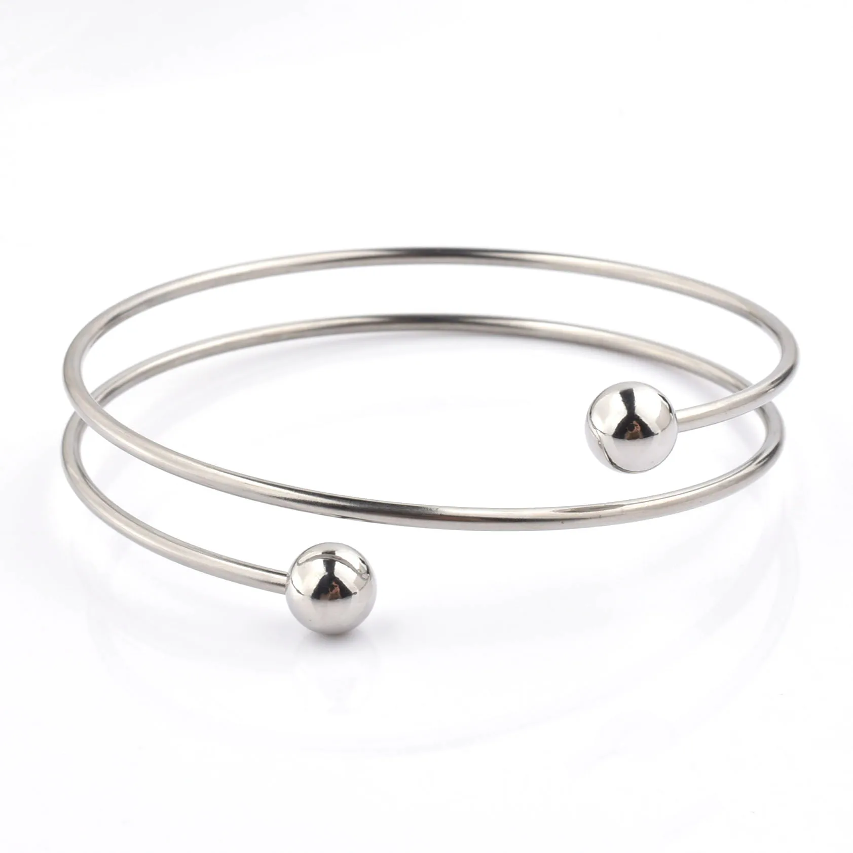 

Stainless Steel Jewelry Adjustable Silver Blank Bangle Bracelet Woman