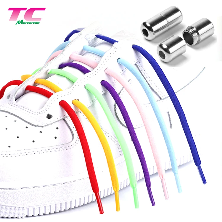 

Factory Price Amazon Hot 5mm Oval Elastic No Tie Lazy Shoelaces, Custom Colorful Stretch Sports Laces with Capsule Screw Locks, 21 colors available