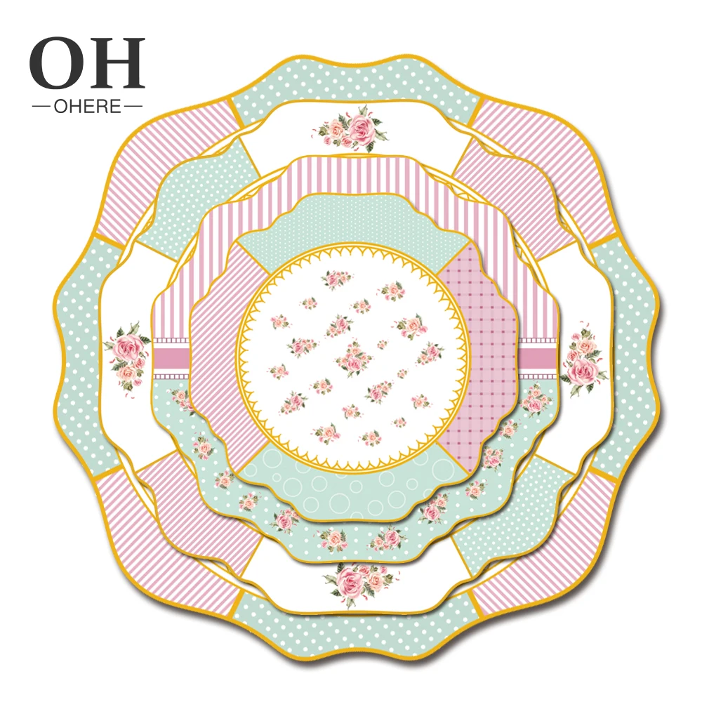 

Ohere exclusive design of pink relief charger plate speciality restaurant used ceramic plate & dish dinnerware sets for wedding