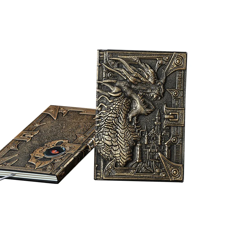 

A5 Dragon 3D Embossed Design Reusable 100gsm 100 sheets Lined Cheap PU Leather Notebook For Student 2022