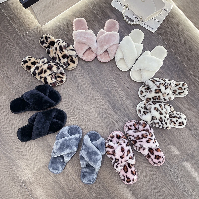 

Factory Wholesale Cheap Price Rainbow Color Plush Home Slides Women Big Size Us 11 Winter Fashion Furry Bedroom Slippers