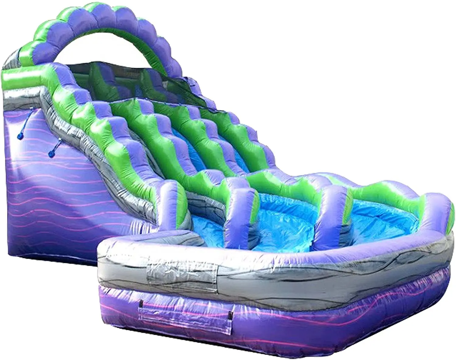 

commercial Popular purple inflatable Curve water slide outdoor kids double lane water slide with pool, Customized
