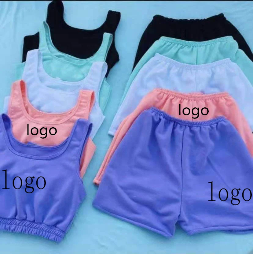 

Summer brands logo women shorts Set 2 Piece Sexy Crop Tops And jogger Pants Tracksuit Two Piece set women joggers sweat suits