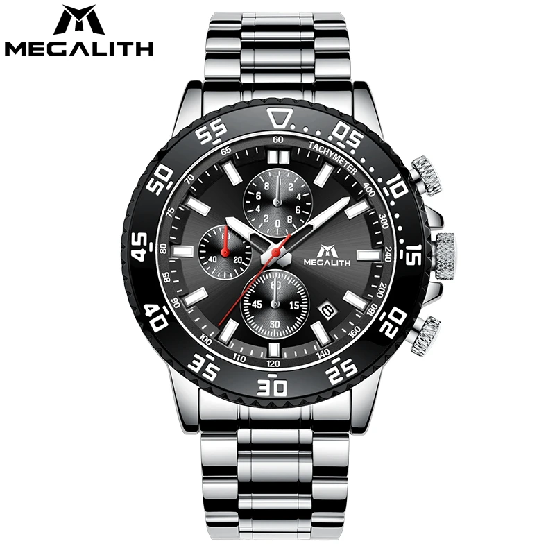 

Reloj De Mujer Megalith Top Brand Chronograph Wristwatch Calendar Waterproof Men Quartz Watch
