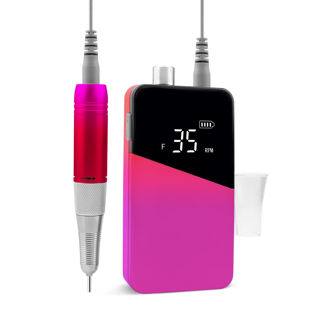 

2021 Brand New 35000rpm rechargeable cordless Gradient Red Color Portable Charging Electric File Nail Drill Machine, Blue and purple red and purple
