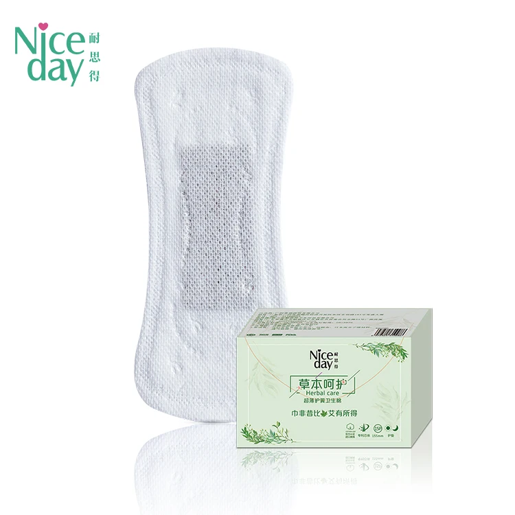 

Niceday sanitary napkin pads hebal hygiene products name brand Organic cotton panty liners 155mm 15pcs/box, Customized printing