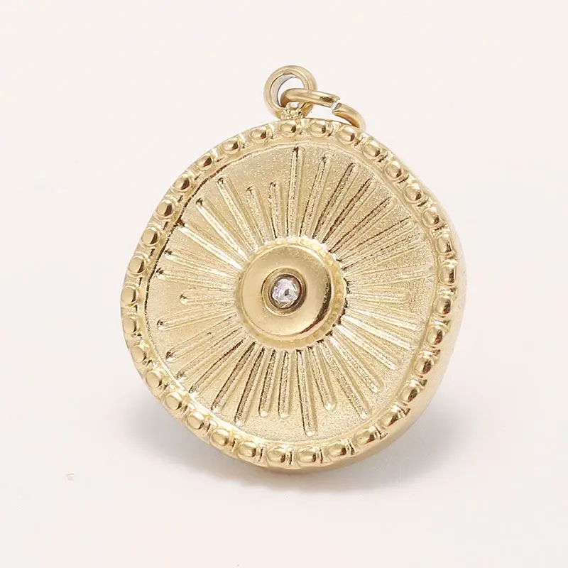 

Irregular Shaped Round Stainless Steel Gold Plated Jewelry Zircon Necklace Pendant
