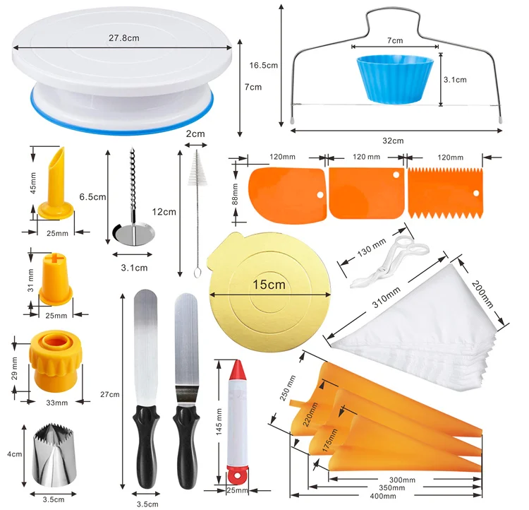 Cake Decoration Items Kit Plastic Piping Nozzles Adapter Pastry Bags