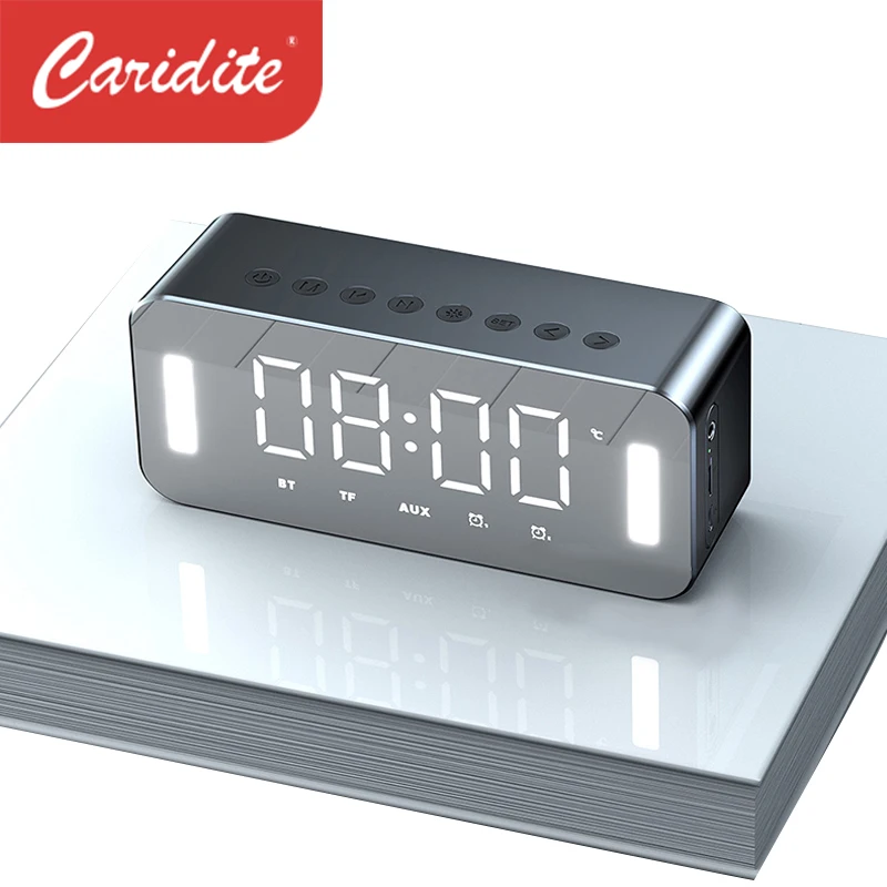 

Caridite Latest products speaker bt speaker & hornwireless mini protable Alarm clock night light Subwoofer High sound quality