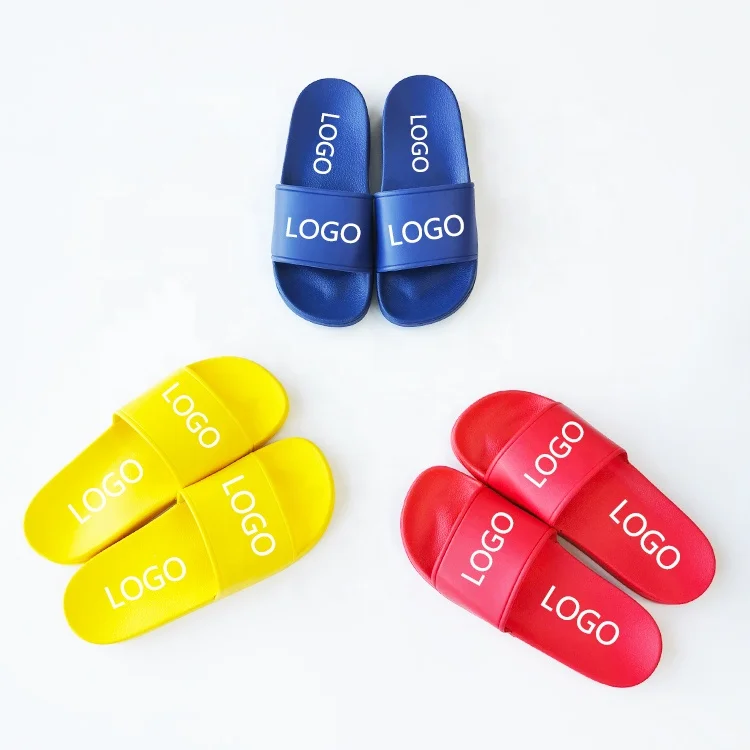 

Summer females Beach House PVC colour Customized Logo Cheap Hotel Slippers Slides Custom Print Slipper With Logo women