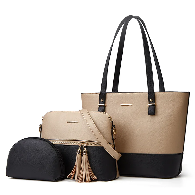 

High Quality Custom Logo Fashion Design 3 In 1 Set Luxury Hand Bags ladies Handbags For Women