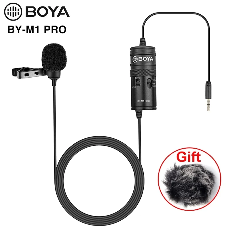 

BOYA BY-M1 Pro Microphone Lavalier Studio Microphone Clip-on Condenser Mic for Smartphone iPhone Android DSLR Camcorder Audio
