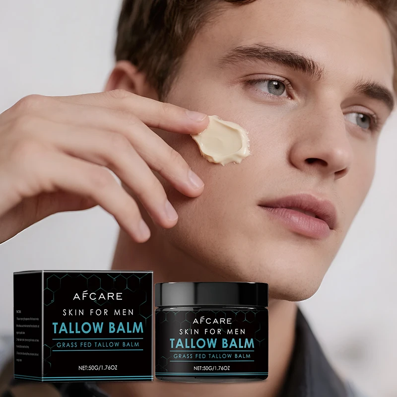 Organic Coffee & Collagen Men's Tallow Face Cream Anti-Aging Moisturizer for Wrinkles Hydration & Skin Firming Daily Facial Care