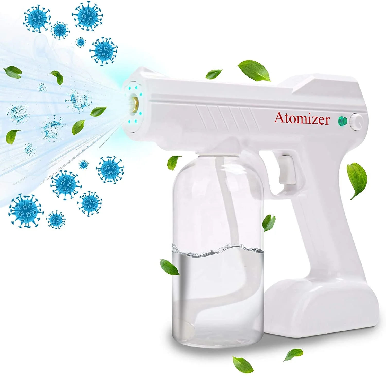 

Factory direct sales of UV sterilizer spray machine blu ray anion nano spray gun,Electrostatic Disinfectant Fogger Gun, White