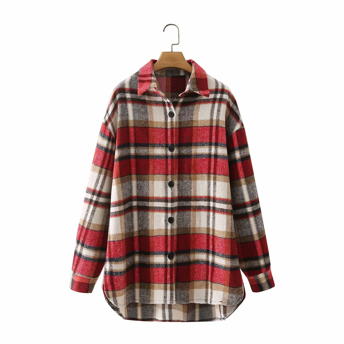 

New Arrivals 2021 MOQ 1 Long Sleeve Flannel Blouse White Button Down Jacket Plaid Oversized Shirt Flannel Shirts For Women