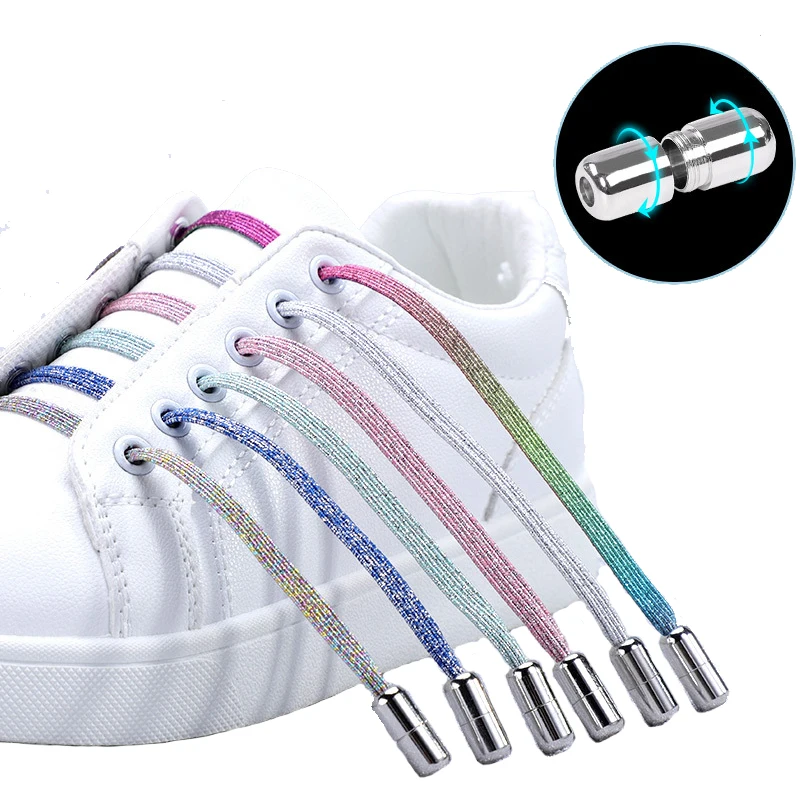 

Elastic No Tie Shoe laces Women and Man Safety capsule Shoelaces Metal Lock Creative Kids Adult Sneakers Flat Lazy Shoelace