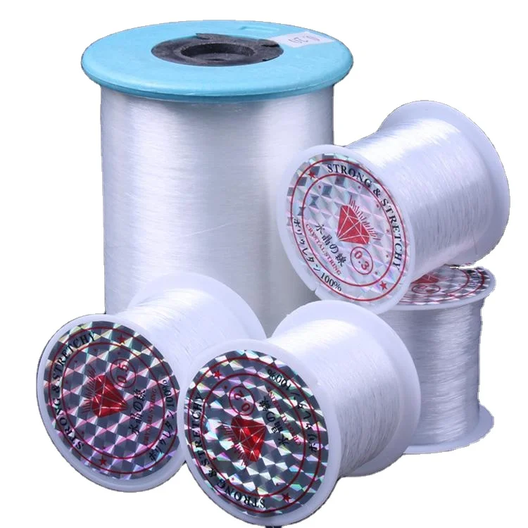 

Weitian Wholesale 0.23mm 0.3mm 0.35mm Bobbin Transparente White 100% Nylon Monofilament Yarn Thread
