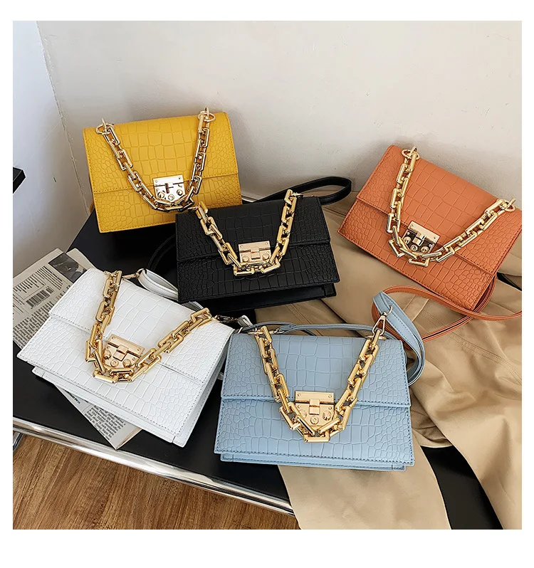 

Fashion Summer Custom Logo Black Chain Shoulder Crossbody Bag Handbags For Women, Black/white/sky blue/yellow/orange