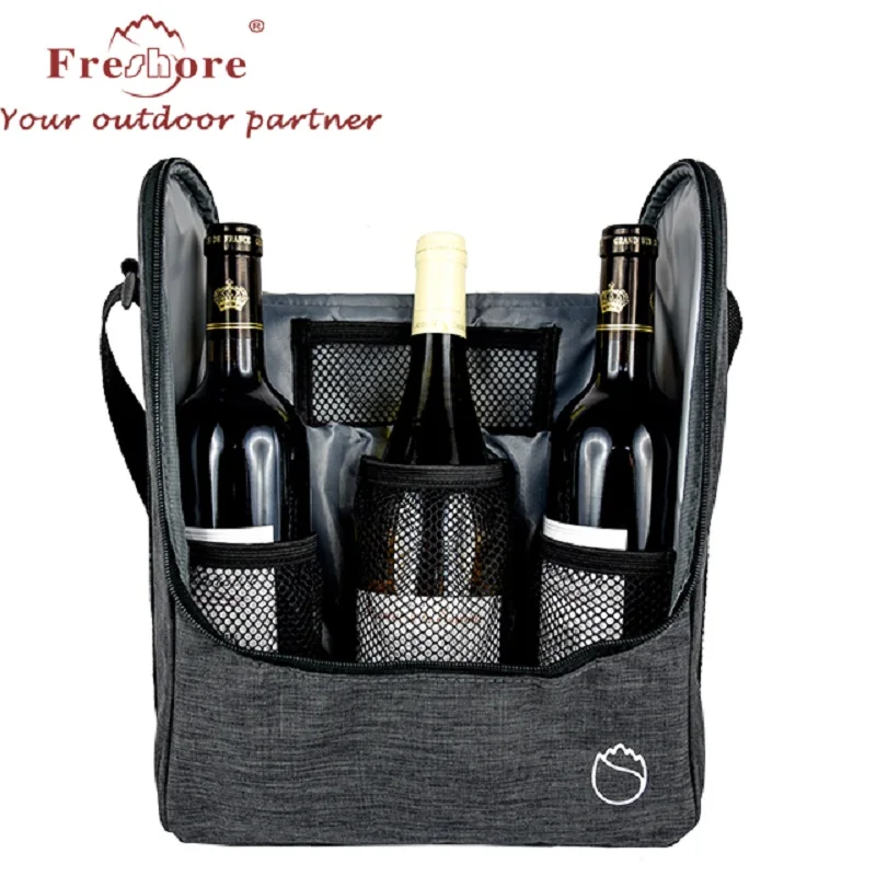 

Insulated Wine Carrier - 3 Bottle Travel Padded Wine Carry Cooler Tote Bag with Adjustable Shoulder Strap, Customized color